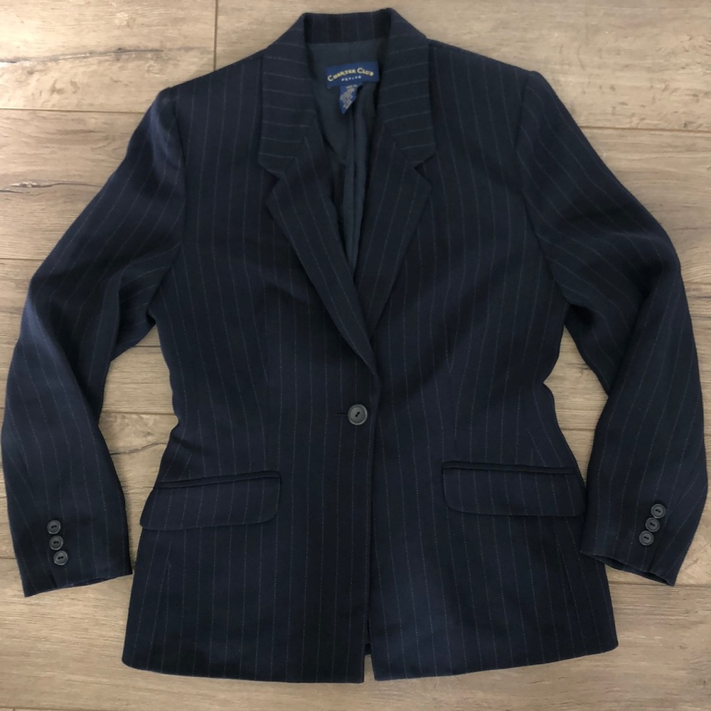 Charter Club Navy Stripe Classic Blazer